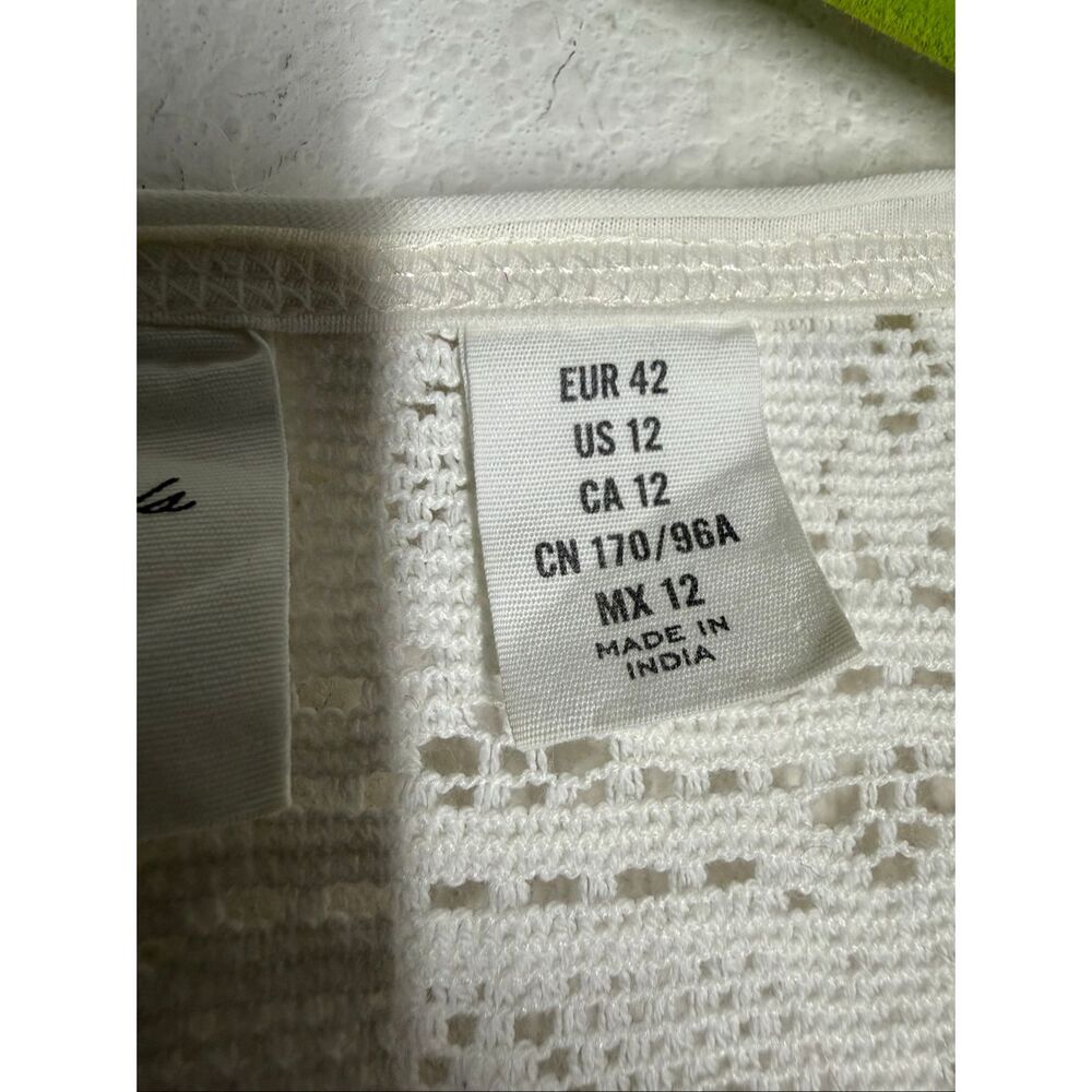 H&M L.O.G.G. White Lace Sleeveless Shift Dress Women’s Size 12 Cotton Blend - Picture 4 of 13